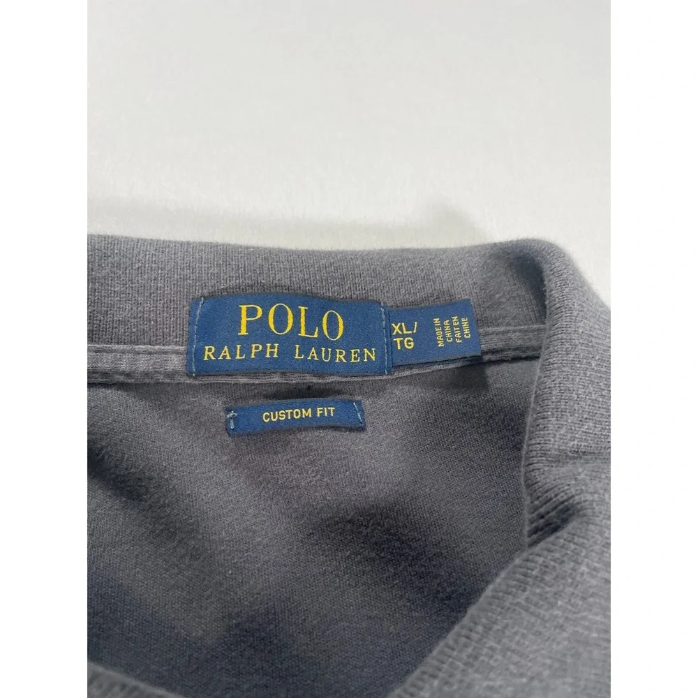 Polo Ralph Lauren‎ Polo Shirt Mens XL Gray Long Sleeve Red Pony Cotton Casual